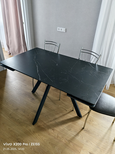 Керамический стол Вилли 140(200)х80 carmen light grey / черный фото покупателя 15