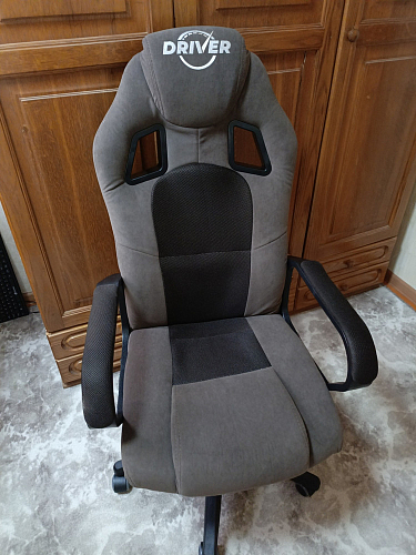 Компьютерное кресло Driver/Драйвер кожзам черный / ткань синий фото покупателя 32