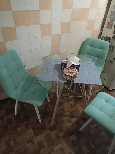 Стеклянный стол PT-151 90х90х76 clear glass / wood фото покупателя 3