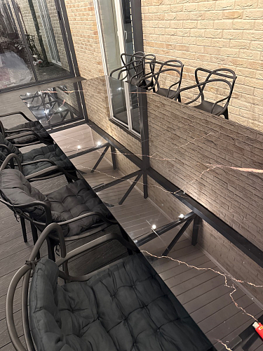 Стеклянный стол Денхольм 240(290)х100х75 каталония / черный фото покупателя 3