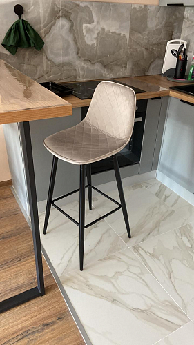 Барный стул Лофт кожзам темно-серый / черный матовый фото покупателя 102