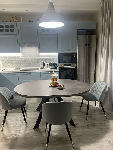 Стул на металлокаркасе Gabi 1 light blue / black / gold фото покупателя 4