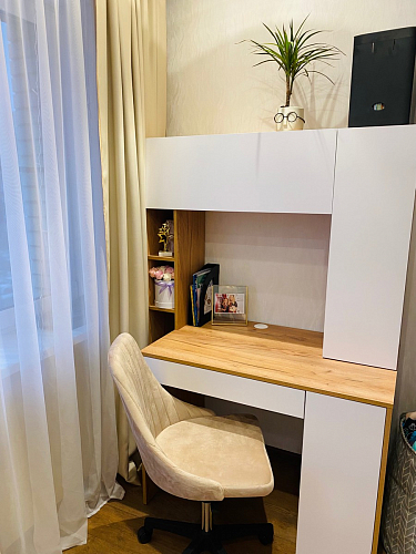 Письменный стол Комфорт 12.71 дуб золотой craft / белая аляска  - Уцененный экземпляр фото покупателя 143