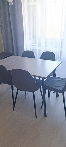 Деревянный стол Колон Лофт 120(160) х 75 черный матовый / бетон фото покупателя 70