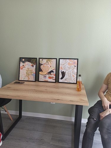 Стеклянный стол Фостер 120(160)х120х76 серый мрамор / черный фото покупателя 33