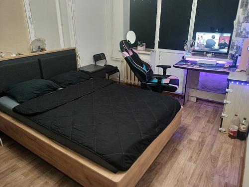 Двуспальная кровать Клауд 160х200 парящая дуб крафт золотой / антрацит фото покупателя 21