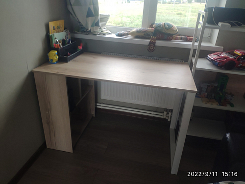 Письменный стол Битти Лофт 116х60х75 дуб вотан / белый матовый фото покупателя 52