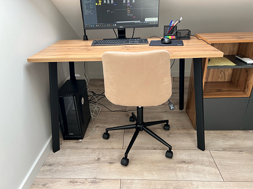 Стол Тринити Лофт 120 32 мм бетон / черный матовый фото покупателя 336