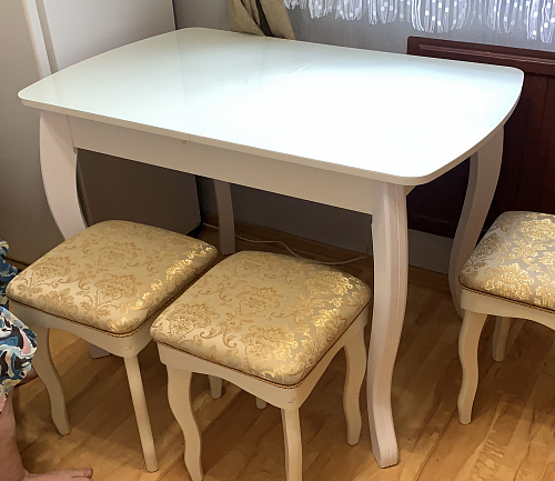 Стеклянный стол Бриллиант белый фото покупателя 15