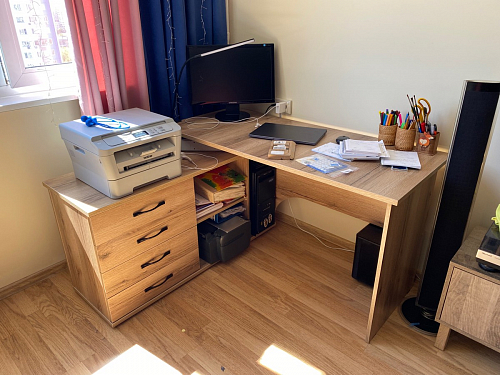 Компьютерный стол КСТ-109П правый дуб сонома / белый фото покупателя 88