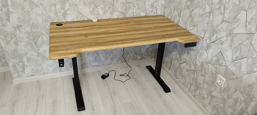 Компьютерный стол Маркос с механизмом подъема 140х80х75 орех кантри / белый фото покупателя 54