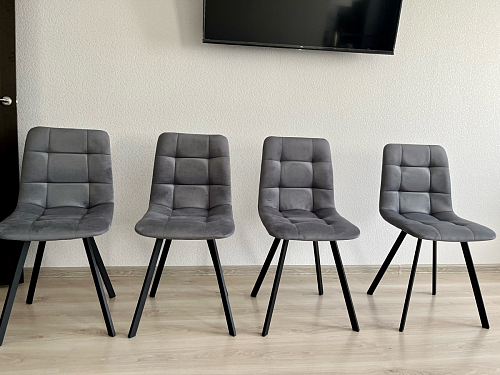 Стул на металлокаркасе Чилли К светло-серый велюр / черный каркас фото покупателя 768