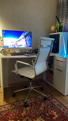 Компьютерное кресло Reus белая сетка / хром фото покупателя 65