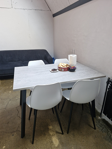 Стол Тринити Лофт 120 25 мм черный матовый / дуб делано светлый фото покупателя 1