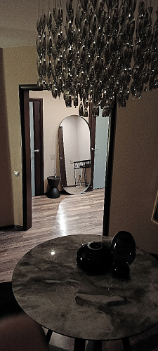 Стеклянный стол Норфолк d100 белый мрамор / черный фото покупателя 33