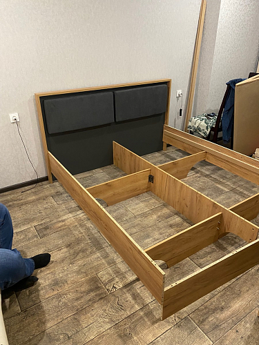 Двуспальная кровать Клауд 160х200 парящая дуб крафт золотой / антрацит фото покупателя 489