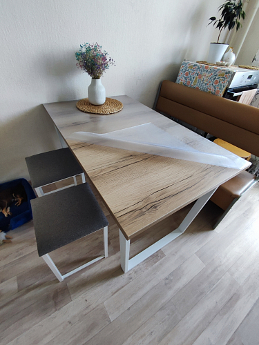 Деревянный стол Барон О 200 х 90 белая пленка шагрень / черный фото покупателя 42