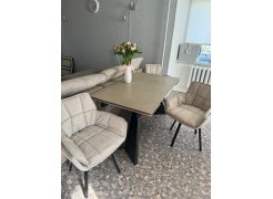 Керамический стол Ливи 140(200)х80х78 белый мрамор / черный фото покупателя 8