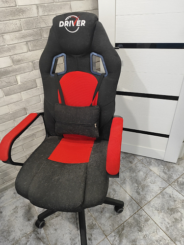 Компьютерное кресло Driver/Драйвер кожзам черный / ткань синий фото покупателя 86