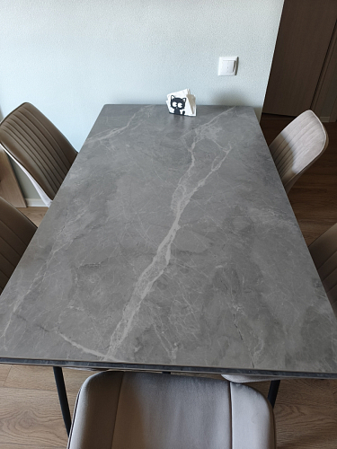 Керамический стол Вилли 140(200)х80 белый мрамор snow white / черный фото покупателя 23