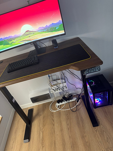 Компьютерный стол Маркос с механизмом подъема 120х75х75 черный / кантри орех фото покупателя 53