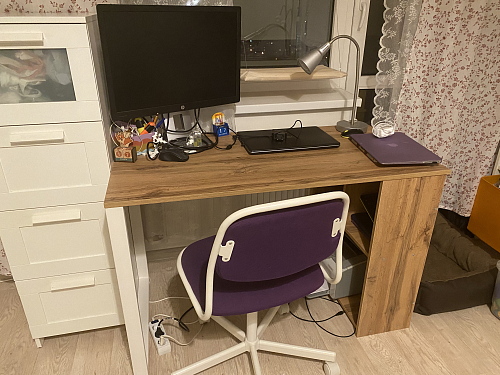 Письменный стол Битти Лофт 116х60х75 дуб вотан / белый матовый фото покупателя 133