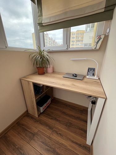 Письменный стол Битти Лофт 116х60х75 дуб делано светлый / белый матовый фото покупателя 100