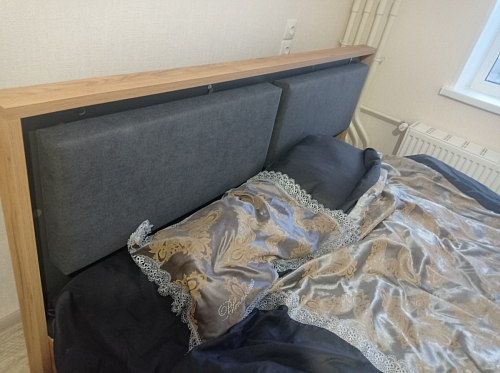 Двуспальная кровать Клауд 160х200 парящая дуб крафт золотой / антрацит фото покупателя 39