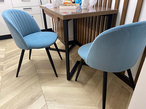 Стул на металлокаркасе Gabi 1 light blue / black / gold фото покупателя 13