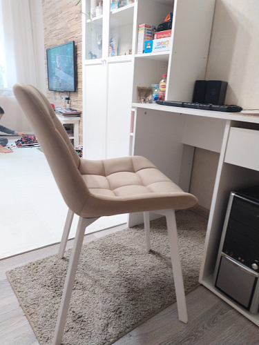 Стул на металлокаркасе Челси бежевый / черный фото покупателя 116