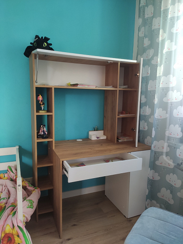 Письменный стол Комфорт 12.71 дуб золотой craft / белая аляска  - Уцененный экземпляр фото покупателя 26