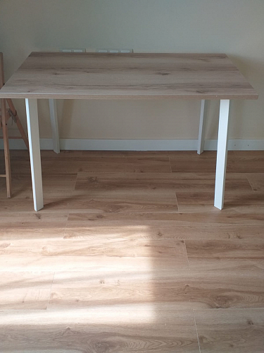 Стеклянный стол Фостер 120(160)х120х76 белый мрамор / черный фото покупателя 27