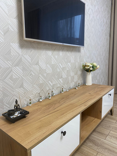 ТВ-тумба Эго Т-3 на ножках бетон светлый / белый глянец фото покупателя 62