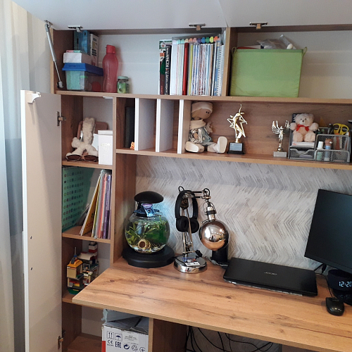 Письменный стол Лайт 03.243 дуб золотой (craft) / белый премиум фото покупателя 29