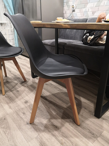 Деревянный стул Bonuss темно-серый / черное сидение / черный фото покупателя 110