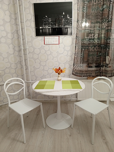 Стол Тулип 90х73 белый мрамор / золото фото покупателя 101