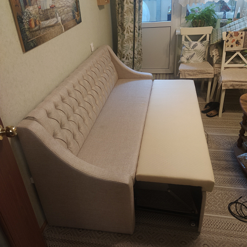 Кухонный диван Мерлин рогожка бежевый фото покупателя 2