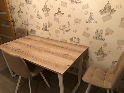 Деревянный стол Лота Лофт 120х75 белый матовый / дуб крафт золотой фото покупателя 295