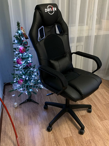 Компьютерное кресло Driver/Драйвер кожзам черный / ткань черный фото покупателя 152