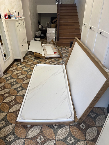 Деревянный стол Абилин 90х76 светло-серый / черный матовый фото покупателя 3