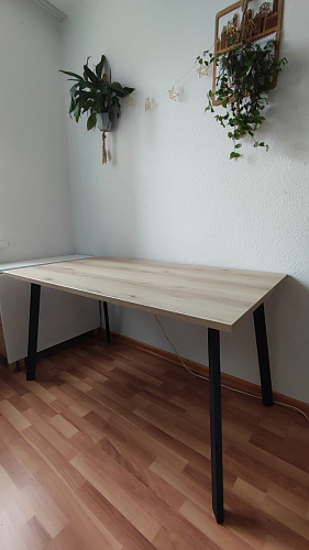 Стол Тринити Лофт 120 32 мм дуб галифакс табако / черный матовый фото покупателя 150