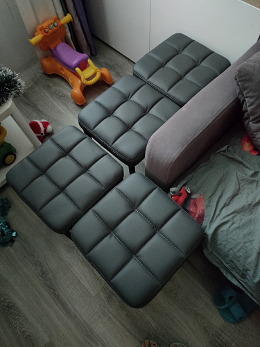 Табурет Байя микровелюр катания сильвер / черный фото покупателя 1