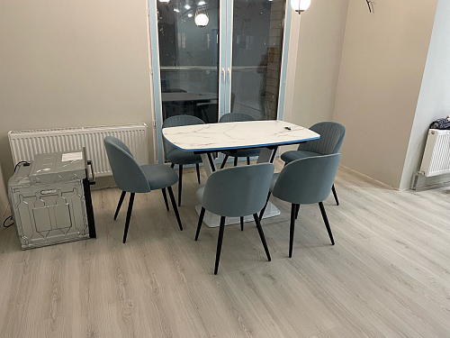 Стул на металлокаркасе Gabi 1 light blue / black / gold фото покупателя 517