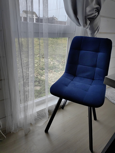 Стул на металлокаркасе Чилли синяя ткань / белый фото покупателя 276