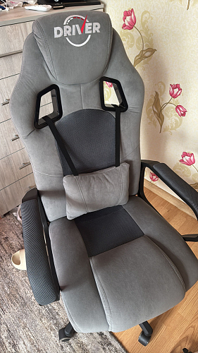 Компьютерное кресло Driver/Драйвер кожзам черный / ткань синий фото покупателя 14