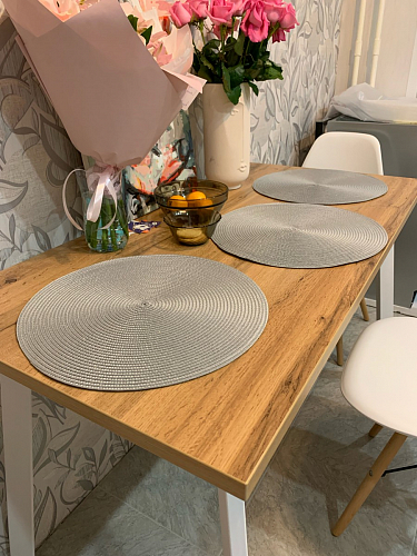 Стол Тринити Лофт 140 25 мм дуб делано темный / белый фото покупателя 60