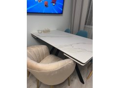 Керамический стол Вилли 140 (200) х 80 белый мрамор alpin white / snow white / белый фото покупателя 32