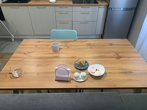 Стол Тринити Лофт 120 32 мм дуб галифакс табако / черный матовый фото покупателя 240