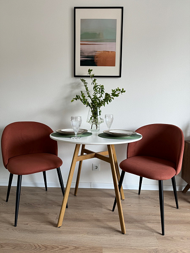 Стеклянный стол Гравент 110 кристл белый мрамор / черный фото покупателя 3