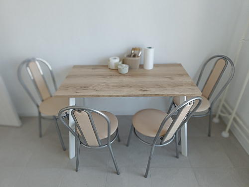 Стеклянный стол Фостер 120(160)х120х76 белый мрамор / черный фото покупателя 36